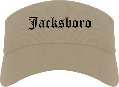 Jacksboro Texas TX Old English Mens Visor Cap Hat Khaki