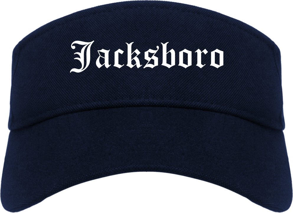Jacksboro Texas TX Old English Mens Visor Cap Hat Navy Blue