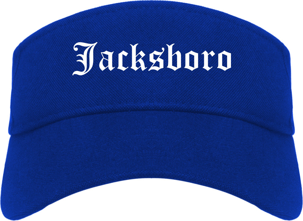 Jacksboro Texas TX Old English Mens Visor Cap Hat Royal Blue