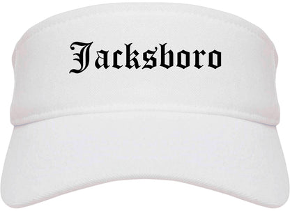 Jacksboro Texas TX Old English Mens Visor Cap Hat White