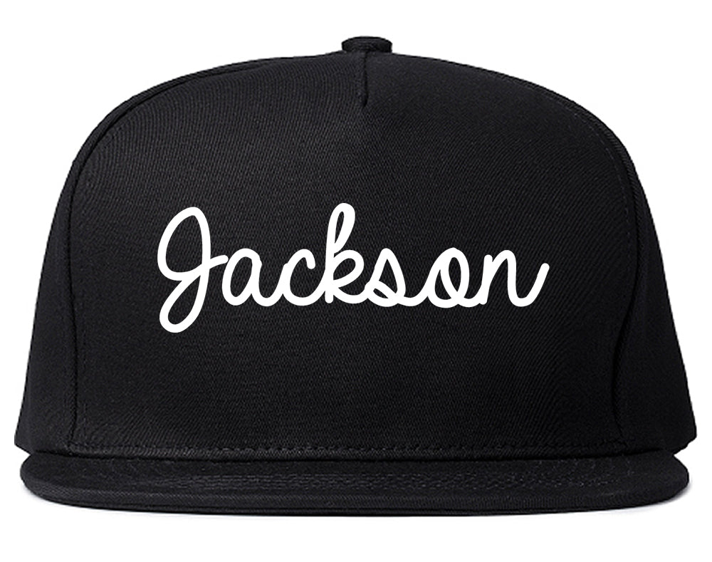 Jackson Alabama AL Script Mens Snapback Hat Black