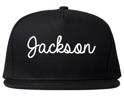 Jackson Alabama AL Script Mens Snapback Hat Black