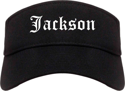 Jackson Alabama AL Old English Mens Visor Cap Hat Black