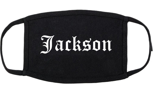 Jackson California CA Old English Cotton Face Mask Black