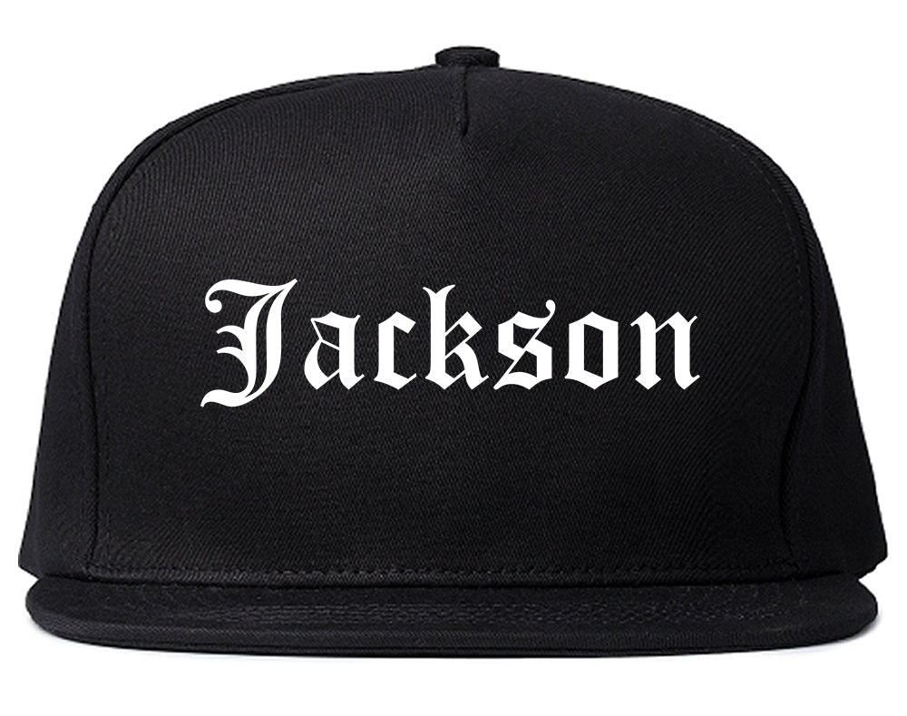 Jackson California CA Old English Mens Snapback Hat Black
