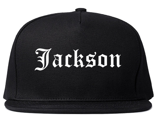 Jackson California CA Old English Mens Snapback Hat Black