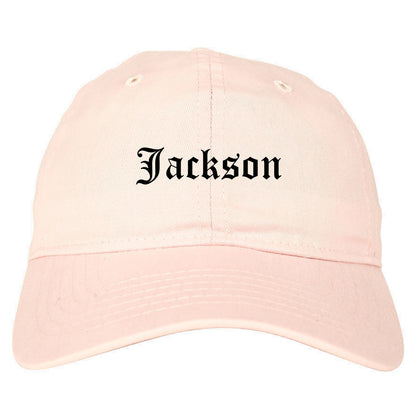 Jackson California CA Old English Mens Dad Hat Baseball Cap Pink