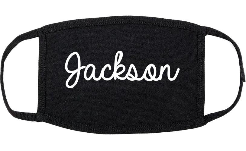 Jackson California CA Script Cotton Face Mask Black