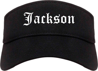 Jackson California CA Old English Mens Visor Cap Hat Black