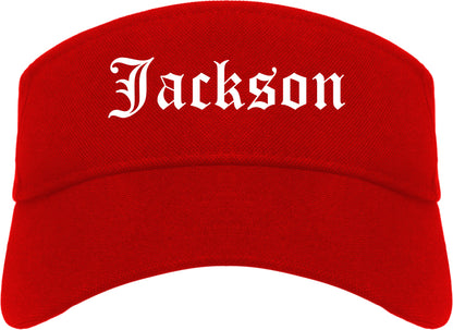 Jackson California CA Old English Mens Visor Cap Hat Red