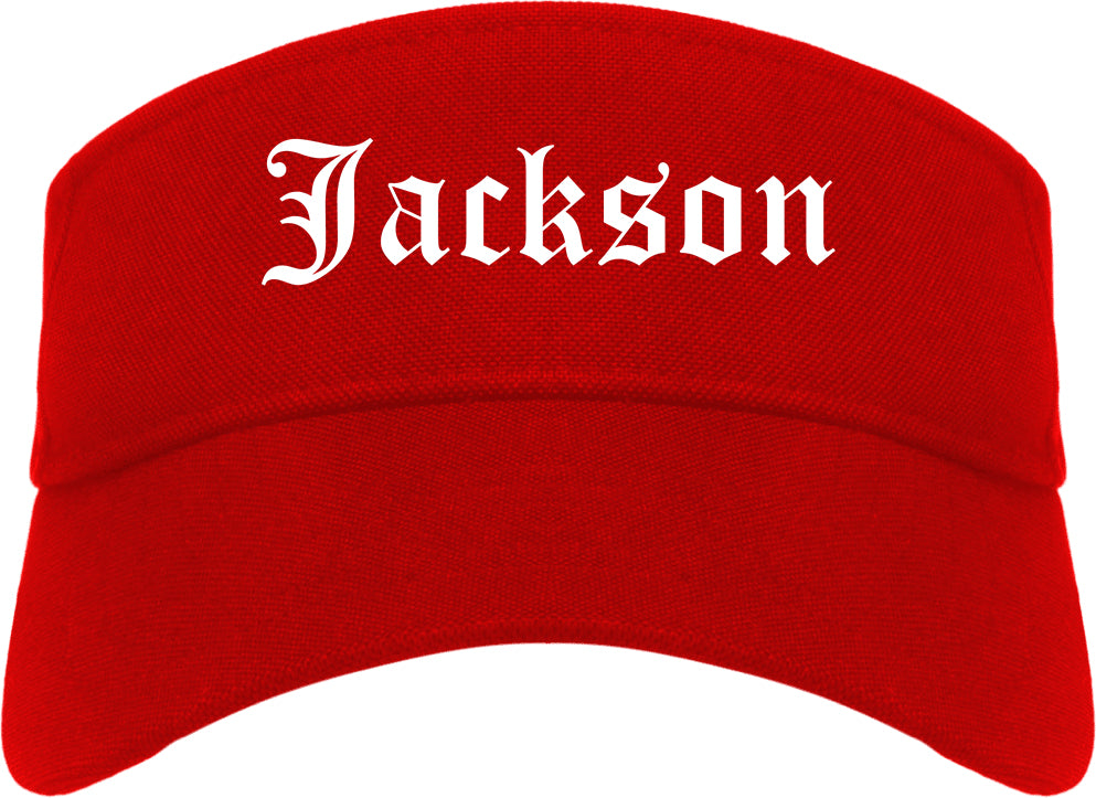 Jackson Georgia GA Old English Mens Visor Cap Hat Red