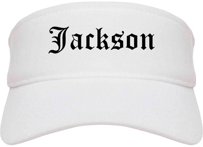 Jackson Georgia GA Old English Mens Visor Cap Hat White