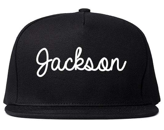 Jackson Michigan MI Script Mens Snapback Hat Black
