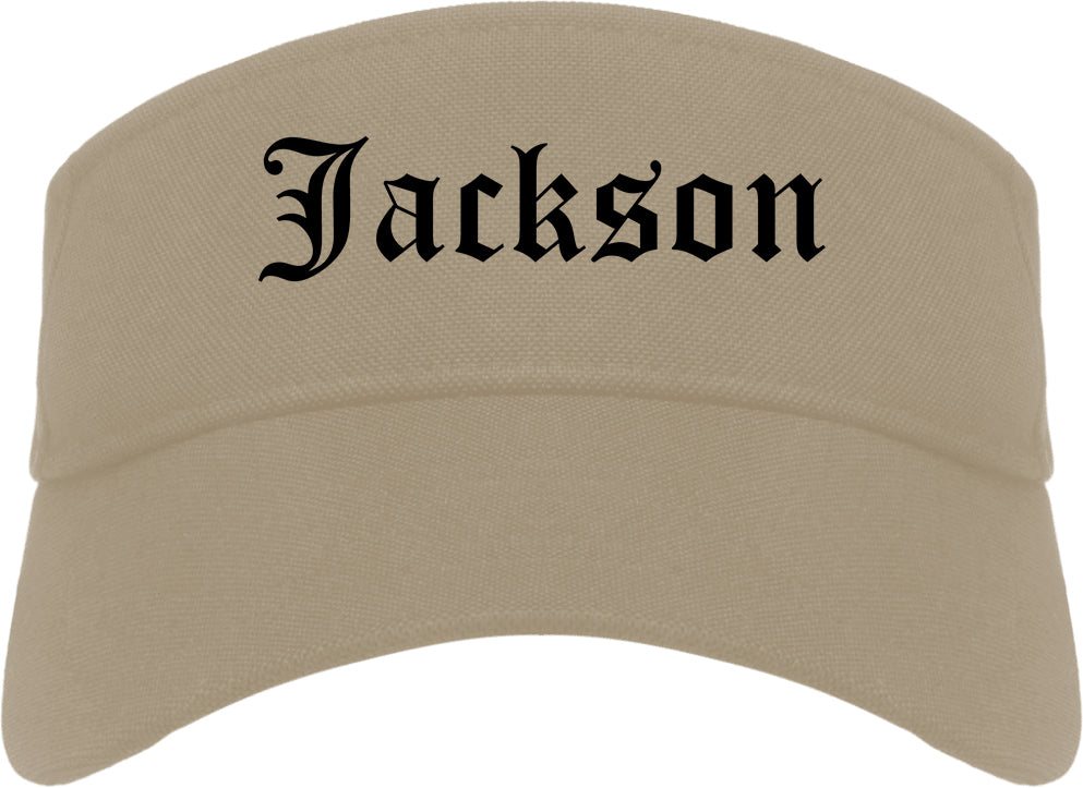 Jackson Michigan MI Old English Mens Visor Cap Hat Khaki