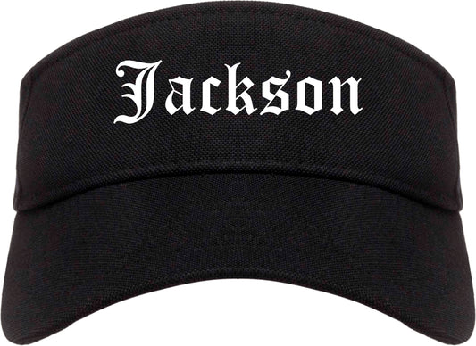 Jackson Ohio OH Old English Mens Visor Cap Hat Black