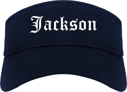 Jackson Tennessee TN Old English Mens Visor Cap Hat Navy Blue