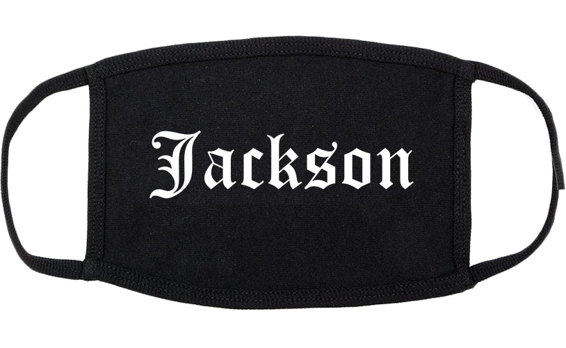 Jackson Wisconsin WI Old English Cotton Face Mask Black
