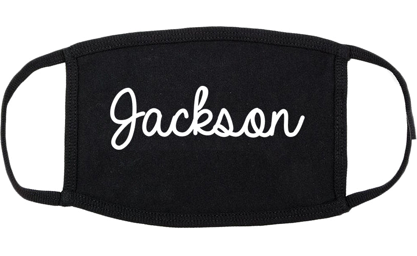 Jackson Wisconsin WI Script Cotton Face Mask Black