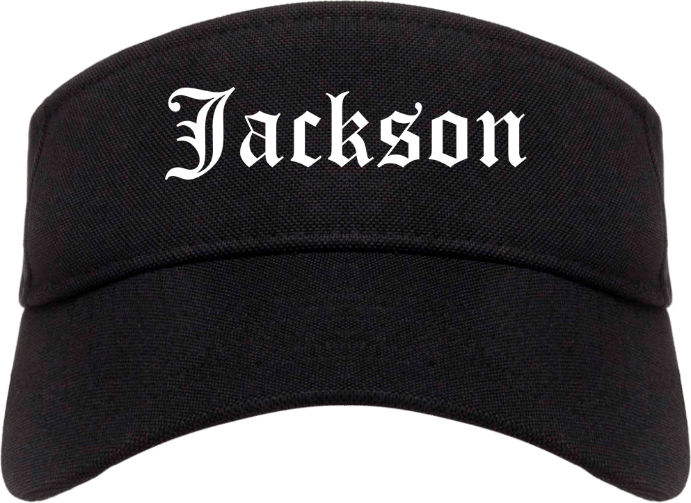 Jackson Wisconsin WI Old English Mens Visor Cap Hat Black