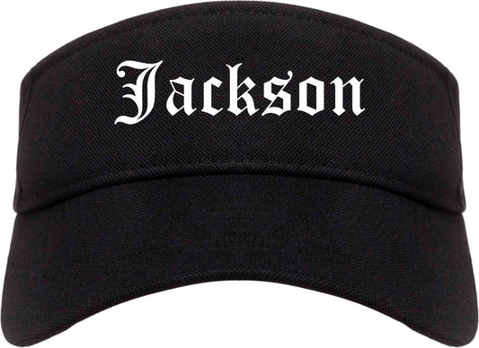 Jackson Wisconsin WI Old English Mens Visor Cap Hat Black