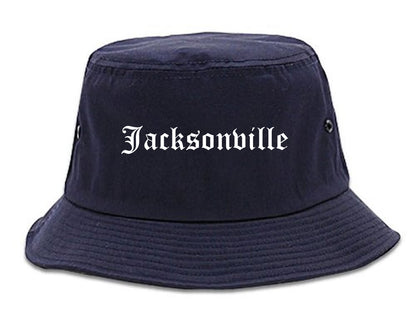Jacksonville Alabama AL Old English Mens Bucket Hat Navy Blue