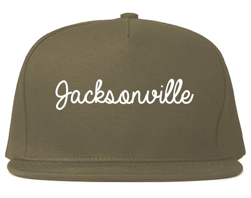 Jacksonville Alabama AL Script Mens Snapback Hat Grey