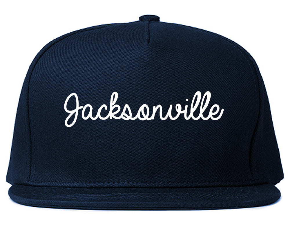 Jacksonville Alabama AL Script Mens Snapback Hat Navy Blue