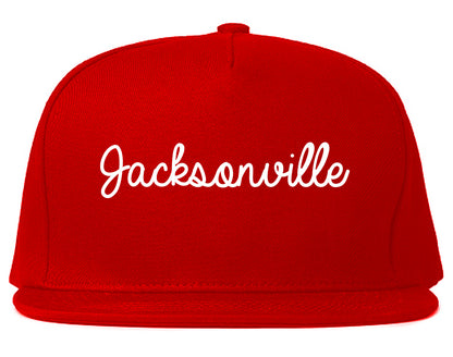 Jacksonville Alabama AL Script Mens Snapback Hat Red