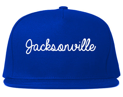 Jacksonville Alabama AL Script Mens Snapback Hat Royal Blue