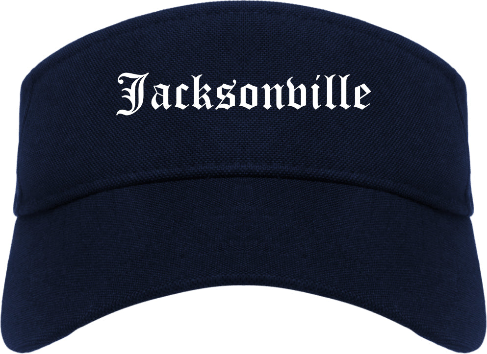 Jacksonville Alabama AL Old English Mens Visor Cap Hat Navy Blue