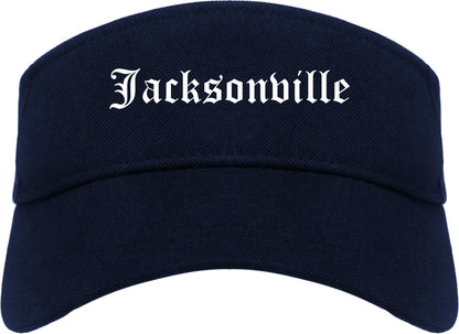Jacksonville Alabama AL Old English Mens Visor Cap Hat Navy Blue