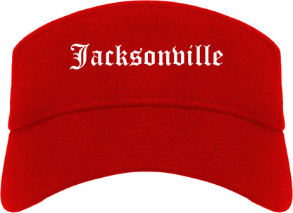 Jacksonville Alabama AL Old English Mens Visor Cap Hat Red