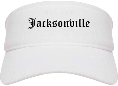 Jacksonville Alabama AL Old English Mens Visor Cap Hat White