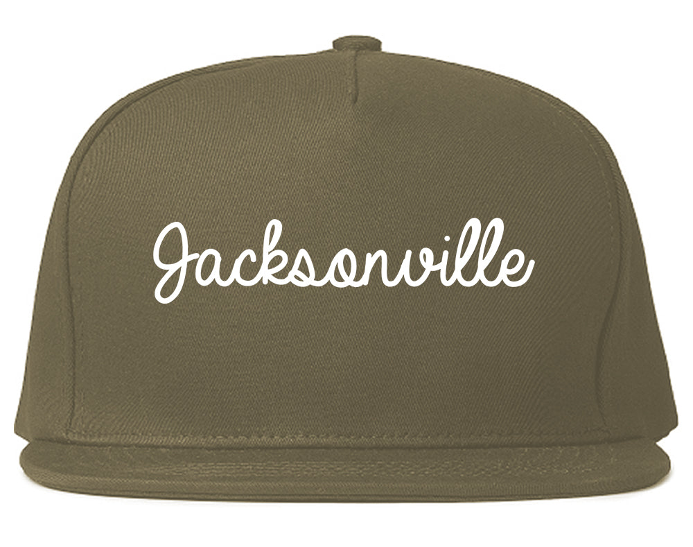 Jacksonville Arkansas AR Script Mens Snapback Hat Grey