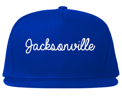 Jacksonville Arkansas AR Script Mens Snapback Hat Royal Blue