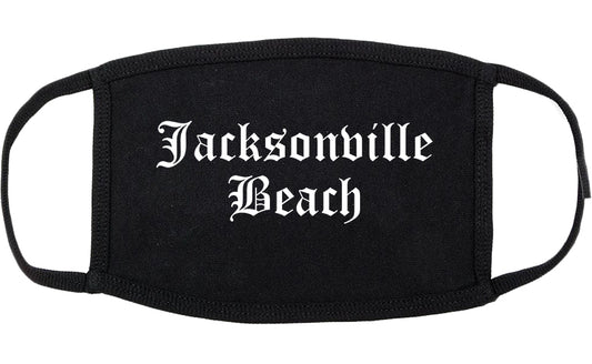 Jacksonville Beach Florida FL Old English Cotton Face Mask Black