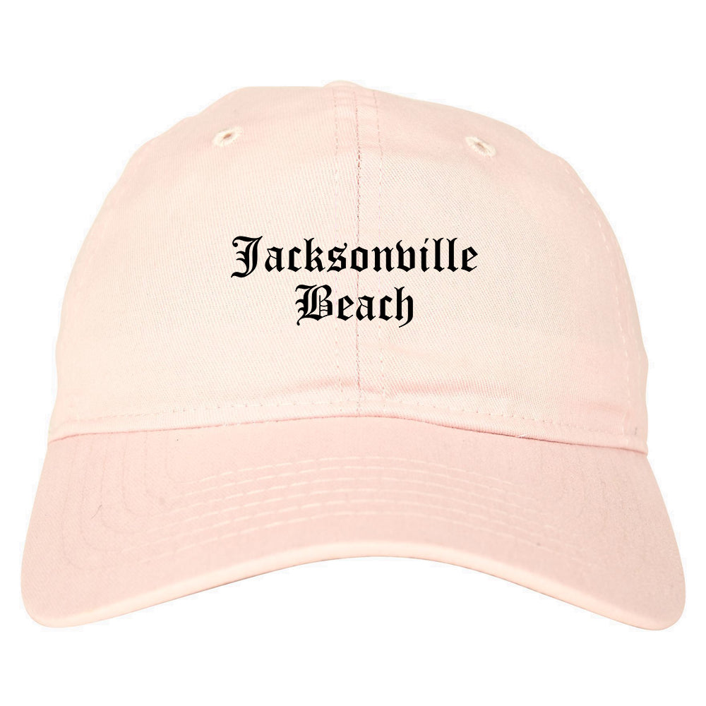 Jacksonville Beach Florida FL Old English Mens Dad Hat Baseball Cap Pink