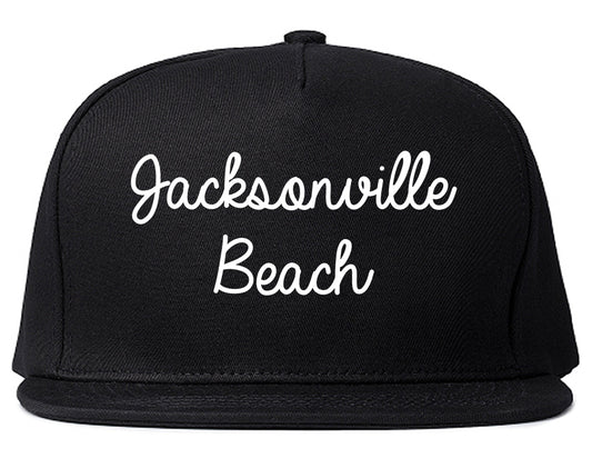 Jacksonville Beach Florida FL Script Mens Snapback Hat Black