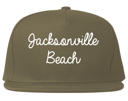 Jacksonville Beach Florida FL Script Mens Snapback Hat Grey