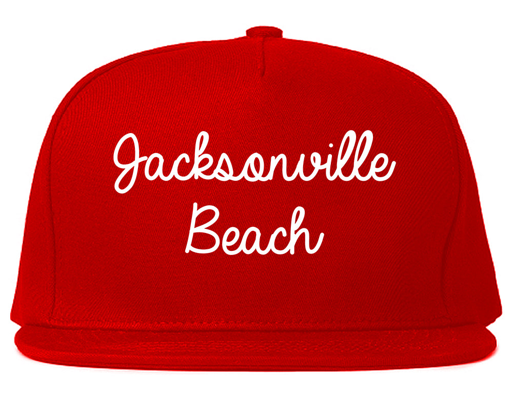 Jacksonville Beach Florida FL Script Mens Snapback Hat Red