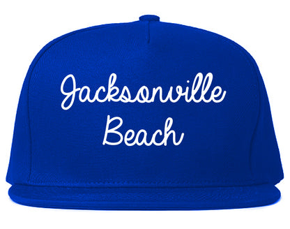 Jacksonville Beach Florida FL Script Mens Snapback Hat Royal Blue