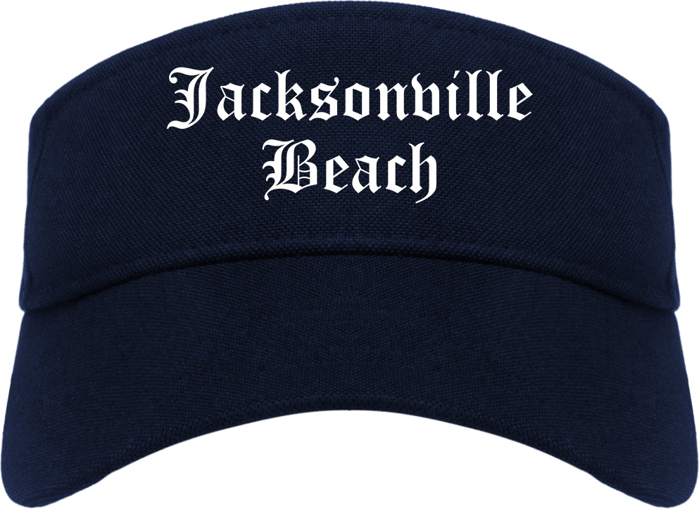 Jacksonville Beach Florida FL Old English Mens Visor Cap Hat Navy Blue