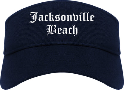 Jacksonville Beach Florida FL Old English Mens Visor Cap Hat Navy Blue