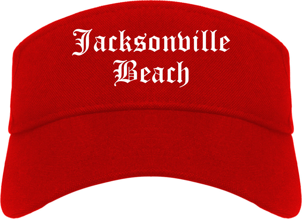 Jacksonville Beach Florida FL Old English Mens Visor Cap Hat Red
