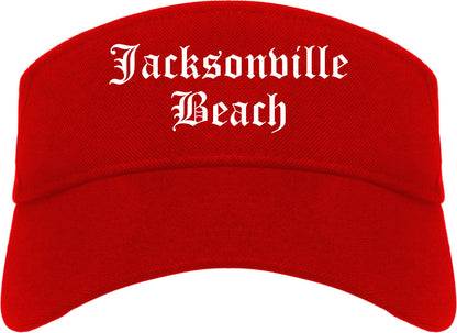 Jacksonville Beach Florida FL Old English Mens Visor Cap Hat Red