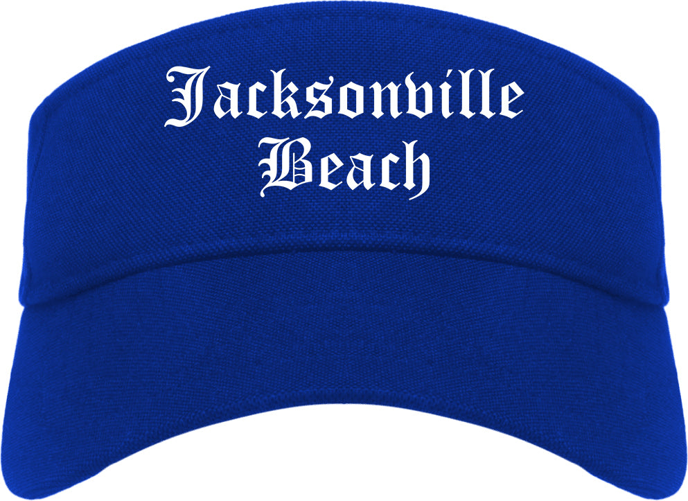 Jacksonville Beach Florida FL Old English Mens Visor Cap Hat Royal Blue