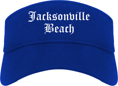 Jacksonville Beach Florida FL Old English Mens Visor Cap Hat Royal Blue