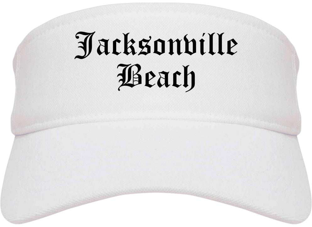 Jacksonville Beach Florida FL Old English Mens Visor Cap Hat White