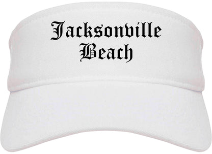 Jacksonville Beach Florida FL Old English Mens Visor Cap Hat White