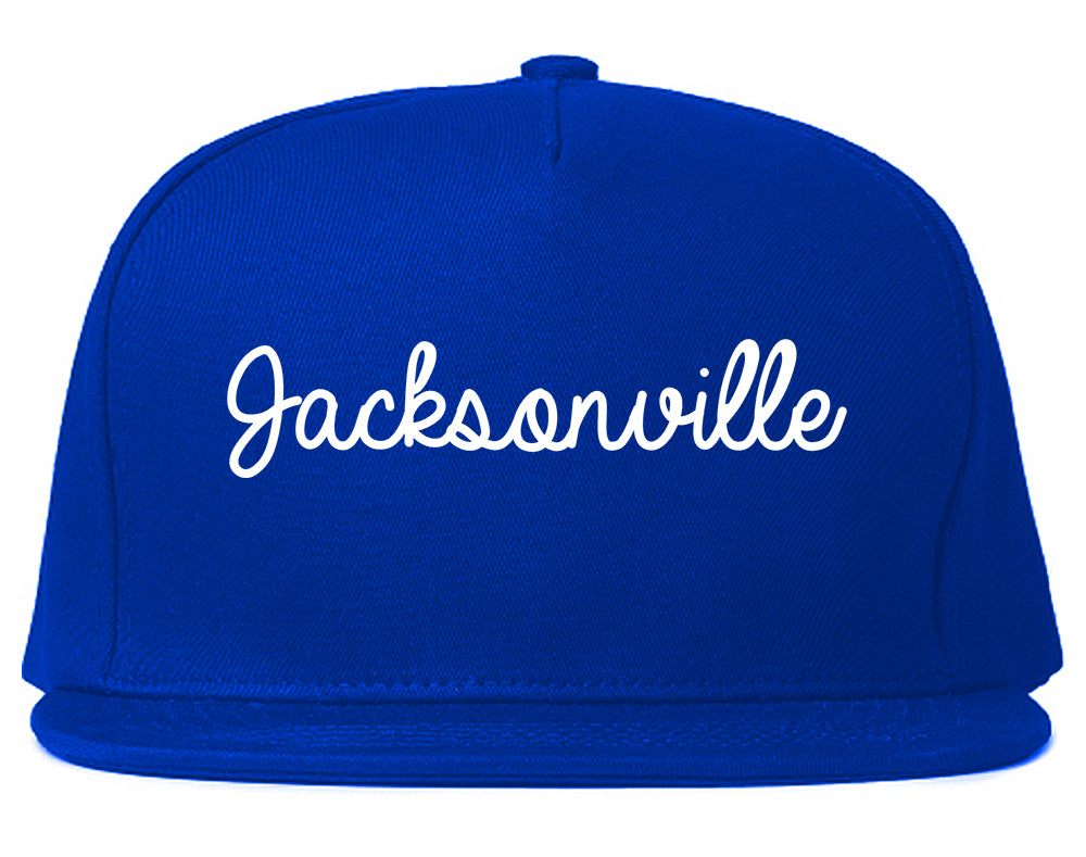 Jacksonville Illinois IL Script Mens Snapback Hat Royal Blue